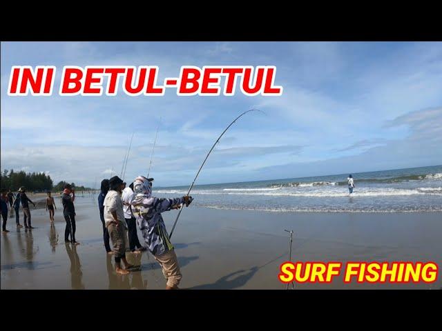 AKSI PEMANCING PANTAI MENJINAKKAN PARI JUARA #surfcasting #fishing