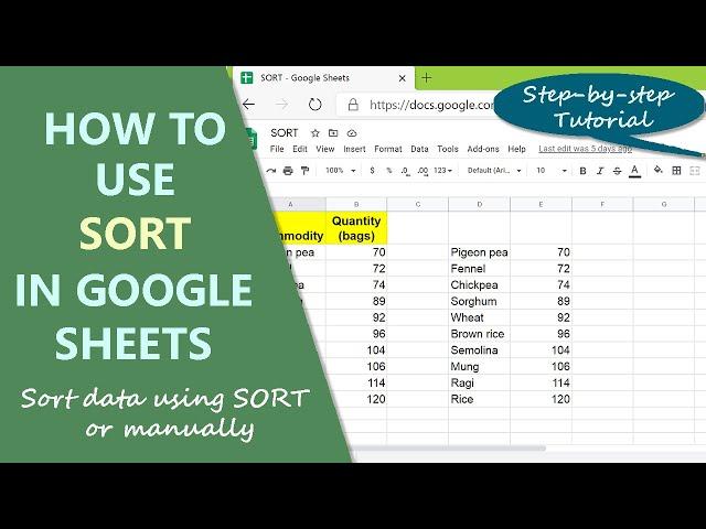 Google Sheets Sort Function | Sort Data in Ascending or Descending Way | Sort Data Manually