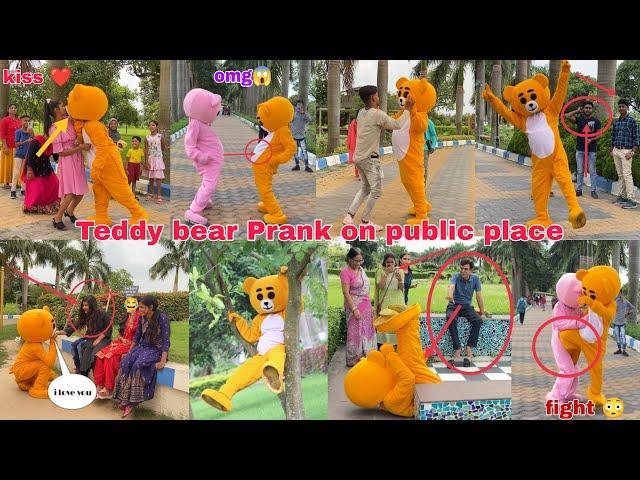 Teddy bear Prank on public place || Funny dence & Crazy' reaction  || #teddyboy #01team #funny