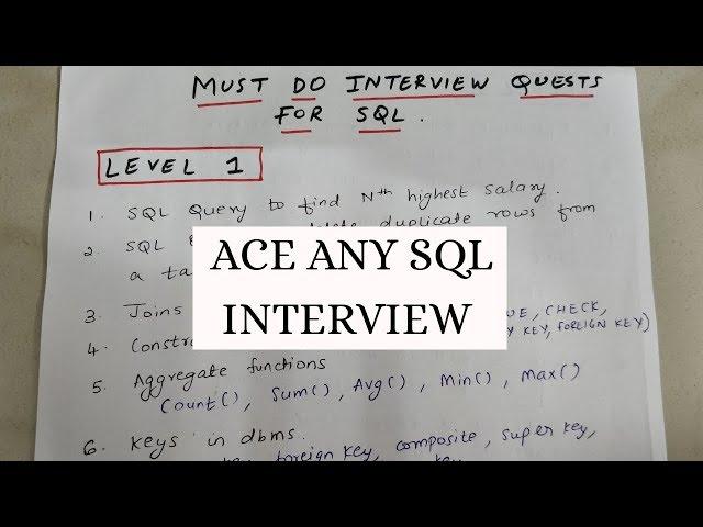 MUST DO INTERVIEW QUESTIONS IN SQL | MOST IMPORTANT QUESTIONS IN SQL