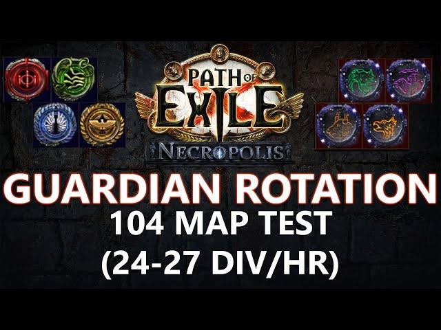 Poe 3.24 Necropolis - 104 Maps test for Guardian rotation (Sirus & Shaper)
