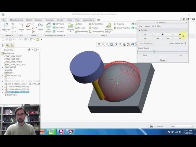 Finish cut (profile and surface mill) in Creo 2.0 with G-code