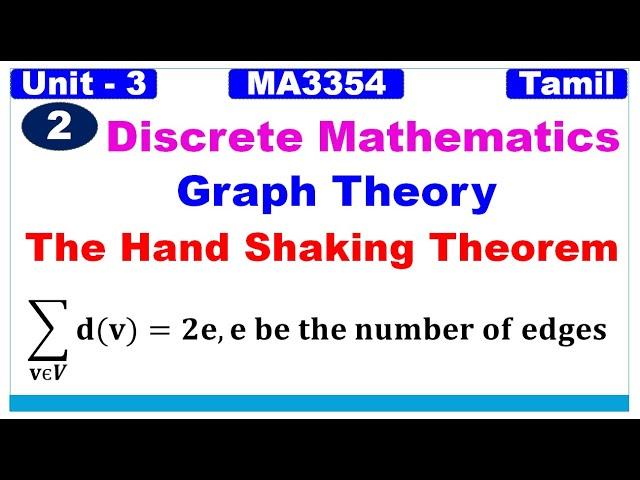 Discrete Mathematics | MA3354 | Unit 3 | Graph Theory in Tamil | The Handshaking Theorem in Tamil