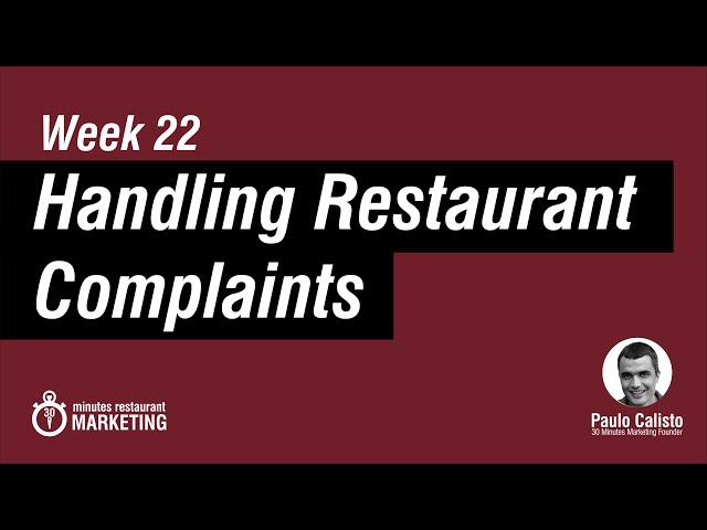 Handle Customer Complaints in a Restaurant