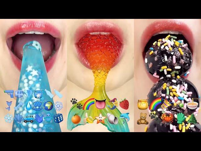 asmr 1HOUR COLORFUL EMOJI FOOD CHALLENGE MUKBANG 1시간 알록달록 이모지 챌린지 먹방 모음집 eating sounds