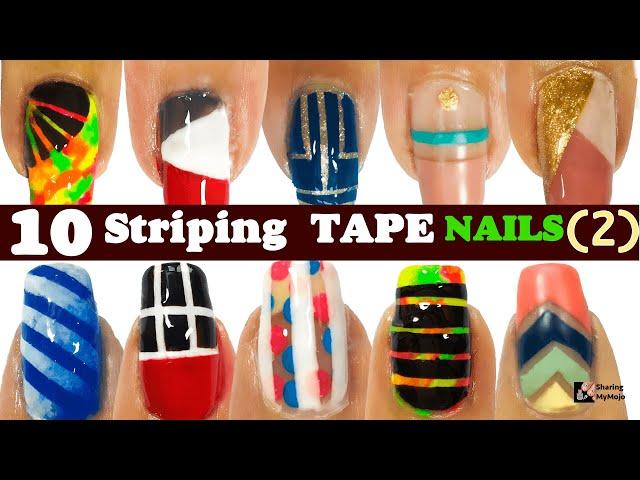 10 Easy Nail Art designs using Striping Tape | Geometric nail designs #2