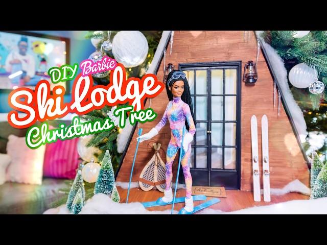 I Made A Barbie Ski Lodge In My Christmas Tree | DIY A Frame Cabin Ski Lodge