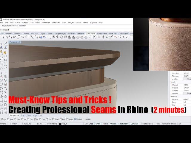 "Creating Professional Seams in Rhino | Must-Know Tips and Tricks!