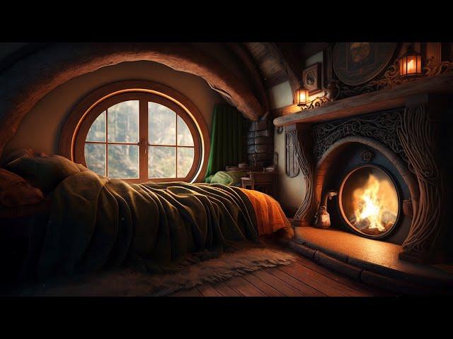 Cozy Hobbit Home / Serene Bedroom Retreat with Warm Fireplace and Soothing Rain Sounds for Sleeping