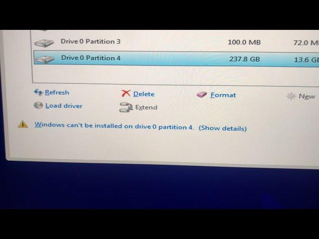 Fix windows can't be installed on drive 0 partition 1 , 2 , 3 , 4