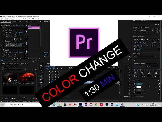 HOW TO CHANGE TITLE COLOR IN ADOBE PREMIERE PRO (2021)