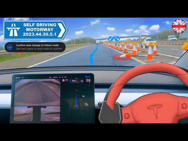 Tesla 'Full Self Driving Capability' on UK Motorway/Highway - Navigate on Autopilot Feature BANNED!