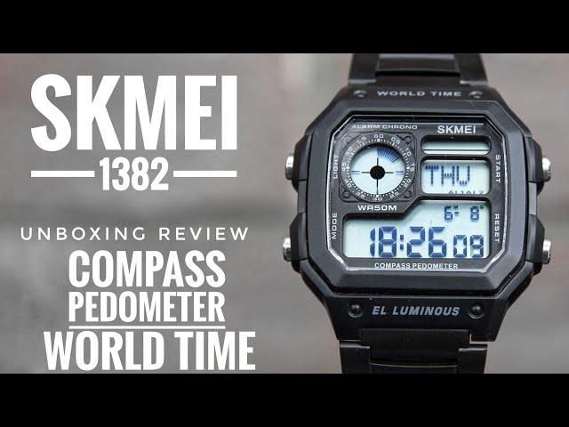 Skmei 1382 with compass pedometer and world time Unboxing