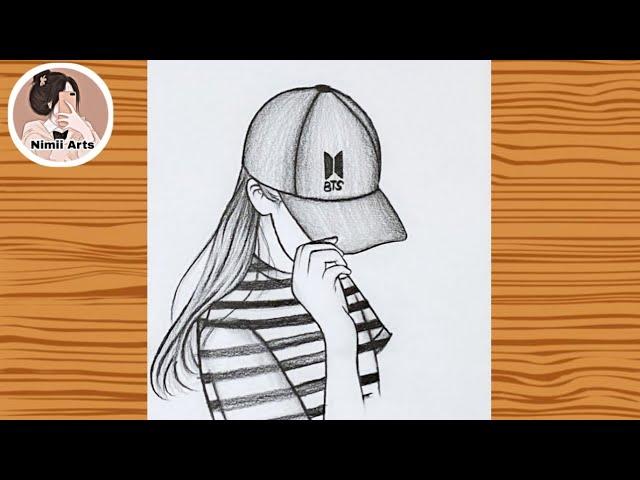 how two draw girl wearing a cap|#easy_drawing #nimii arts