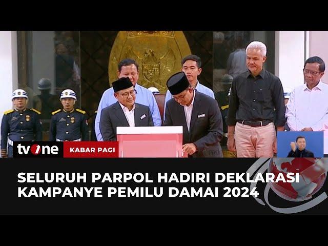 KPU Deklarasikan Kampanye Pemilu Damai dan Dihari 3 Pasangan Capres Cawapres | Kabar Pagi tvOne