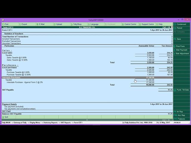 Implementation of central sales tax(CST) In Tally.ERP9 (Part-2)