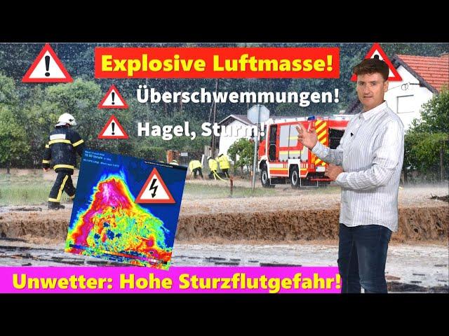 Warnstufe ️ violett: Extreme Unwetter am Dienstag. DIESE Regionen sind von Sturzfluten betroffen.