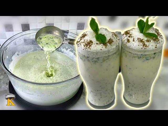 Refreshing Afghan Yogurt Mint & Cucumber Drink (Shumbli/Doogh) | Pashtun Style Summer Cooling Lassi