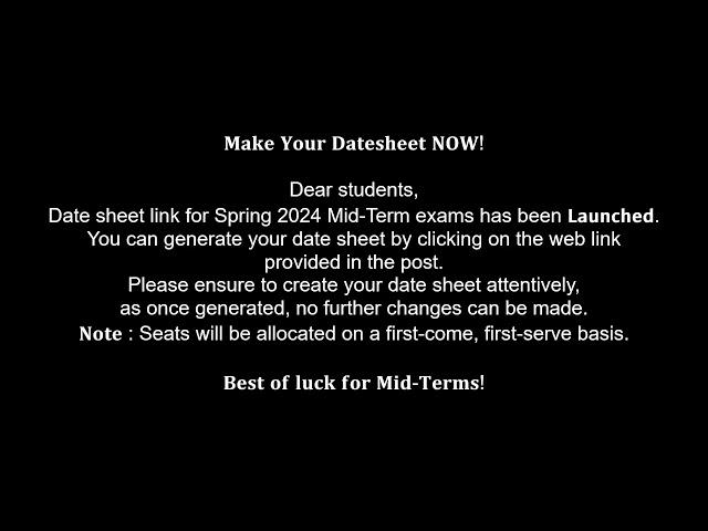 VU Mid-Term Date Sheet link  for Spring 2024 has been open. 𝐌𝐚𝐤𝐞 𝐘𝐨𝐮𝐫 𝐃𝐚𝐭𝐞𝐬𝐡𝐞𝐞𝐭 𝐍𝐎𝐖!