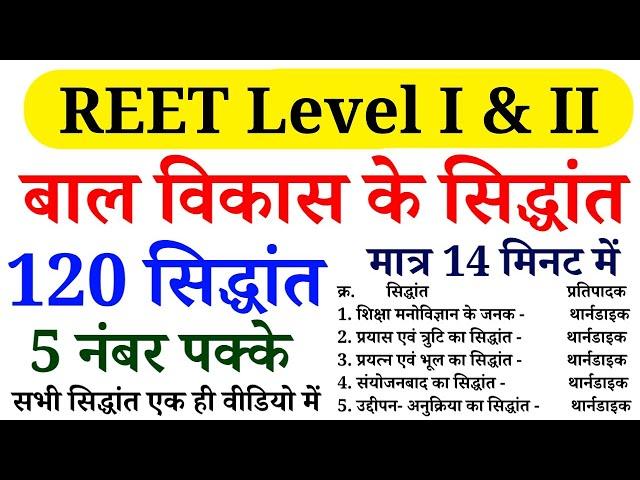 REET बाल विकास के 120 सिद्धांत || REET - 2025 || Online study with dk