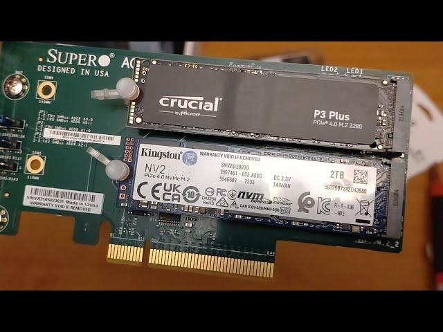 Dual NVMe SSDs PCIe Adapter AOC-SLG3-2M2 Review - Kingston NV2 2TB vs. Crucial P3 Plus 2TB