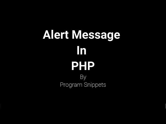 Alert Message In PHP