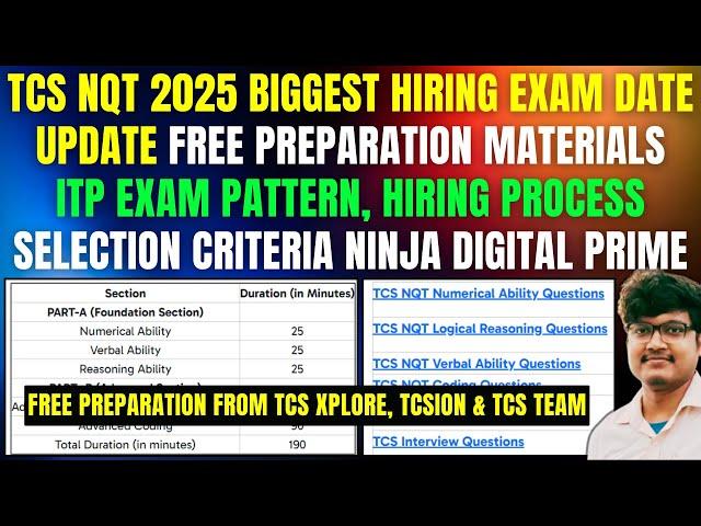 NEW CHANGES IN TCS NQT 2025 ITP EXAM PATTERN, HIRING PROCESS & SELECTION CRITERIA | FREE PREPARATION