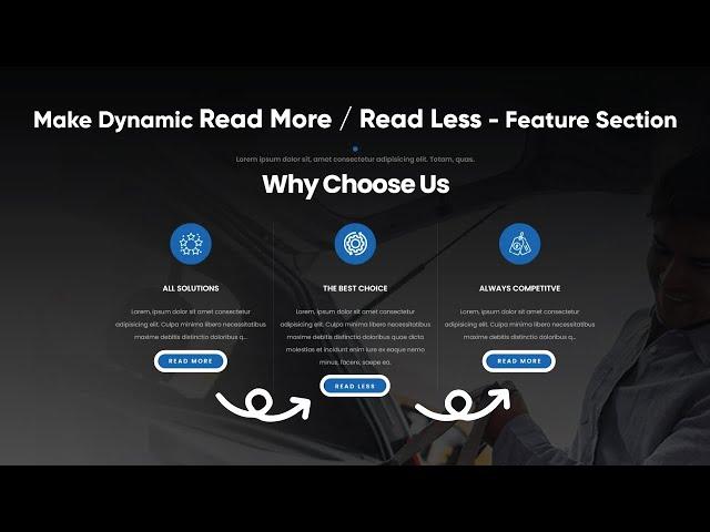 How to Make Multiple Read More / Read Less Button by jQuery | Dynamic Feature Section Using HTML CSS