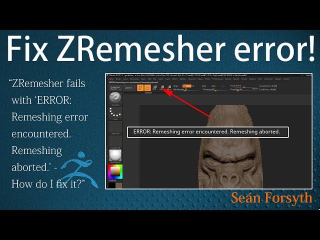 ZBrush - Fix the "ERROR: Zremeshing error encountered." Can be fixed a couple of different ways.