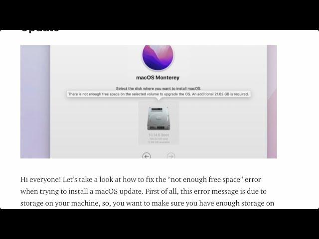 How To Fix Not Enough Free Space For macOS Update