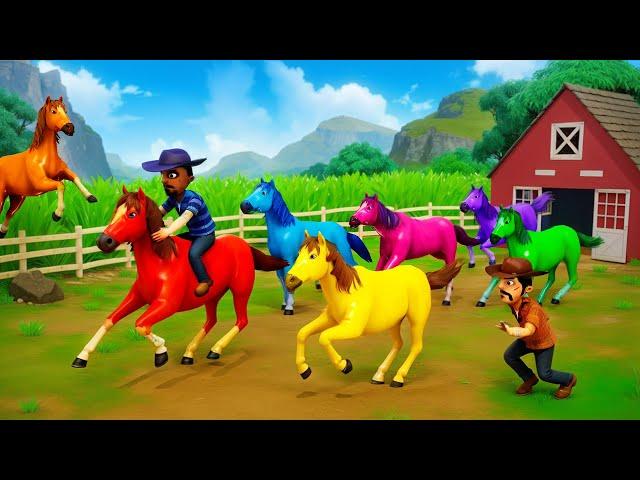 Color Horses Theft: Magical Horses Stolen from the Farm | Epic Farm Heist Adventure | Funny Animals