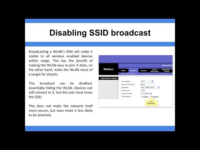 Disabling SSID Broadcast