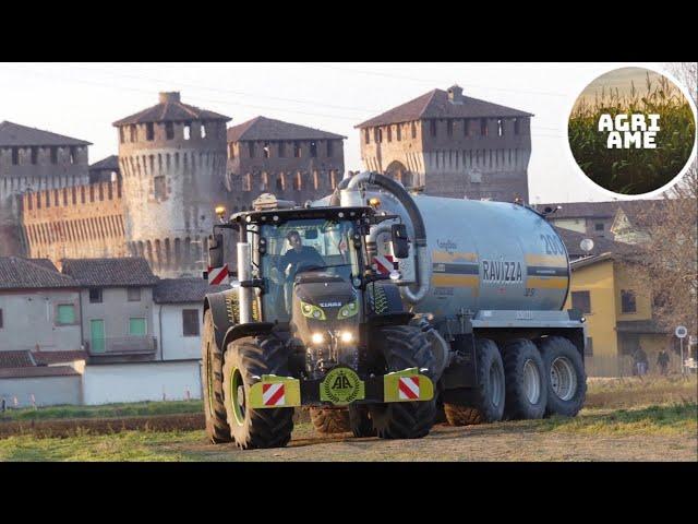 BIG DIGESTATE SPREADING | 2x Claas 830, Deutz Fahr 6215 TTV, NH T7.290 | Agromeccanica Assanelli