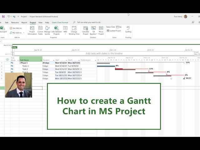 How to Create a Basic Gantt Chart in Microsoft Project 2022