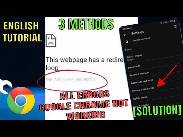 How To Fix If Your Google Chrome Is Not Working Android || ERR_TOO_MANY_REDIRECTS Android [Fixed]