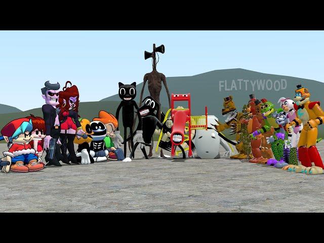 FNF VS FNAF 1-9 SECURITY BREACH VS TREVOR HENDERSON CREATURES In Garry's Mod! (Friday Night Funkin')