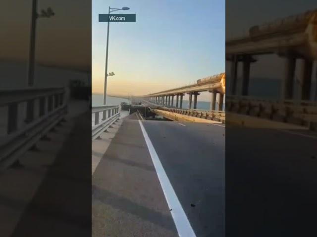 Crimean bridge destroyed , in flames