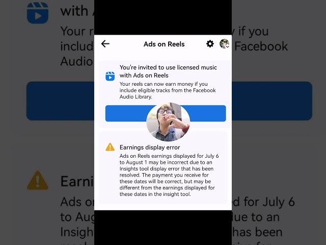 Ads on Reels Earning Display Error