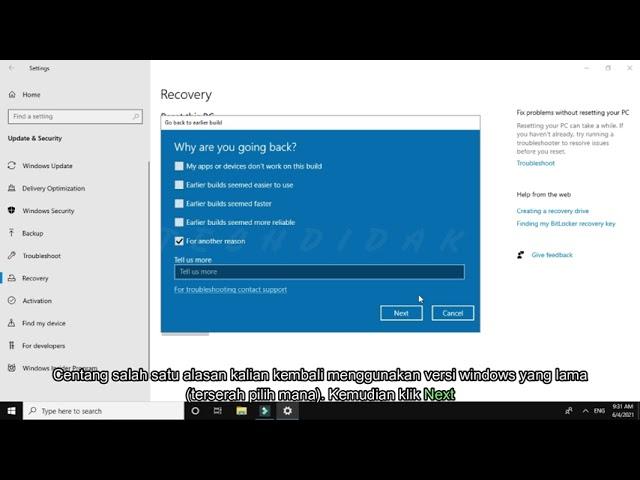 Cara Mengembalikan Windows ke Versi Sebelumnya Setelah Melakukan UPDATE