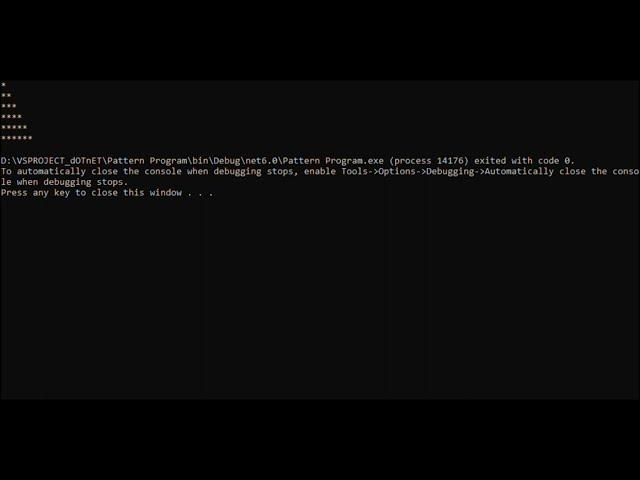 C# Star pattern Programming on visual studio