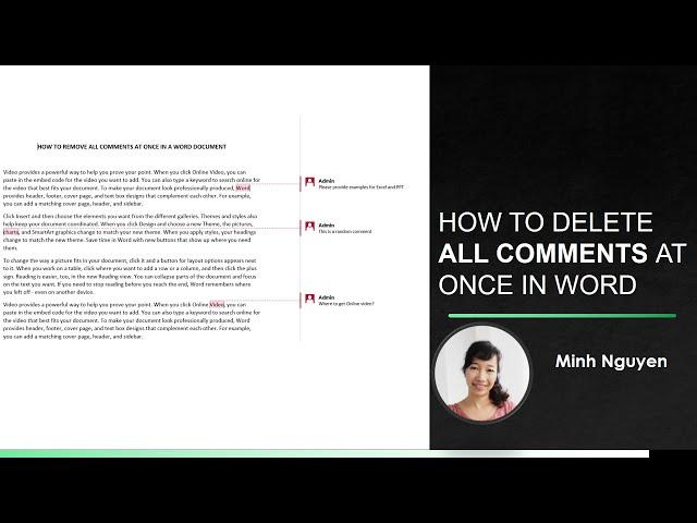 How to delete all comments at once in a Word document