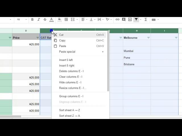 How to insert multiple rows or columns in Google sheets