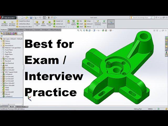 SolidWorks Tutorial for Beginners | SolidWorks Exam or Interview Practice for Mechanical