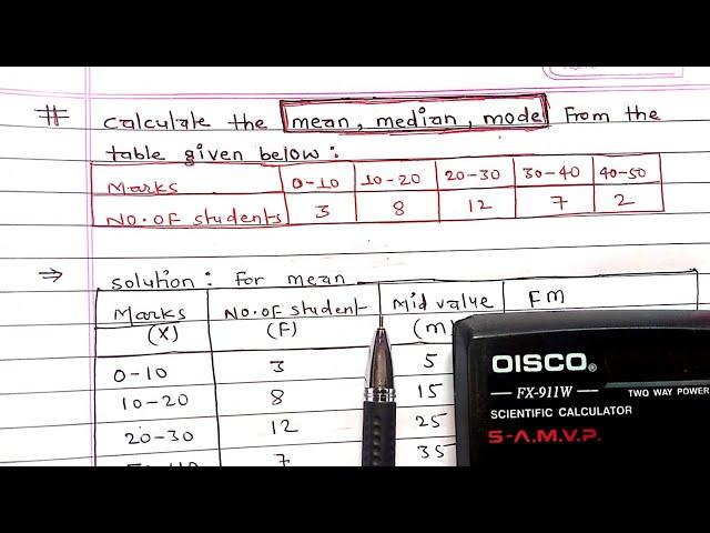 Statistics - Mean, Median & Mode for a grouped frequency data || Continuous series || Arya Anjum