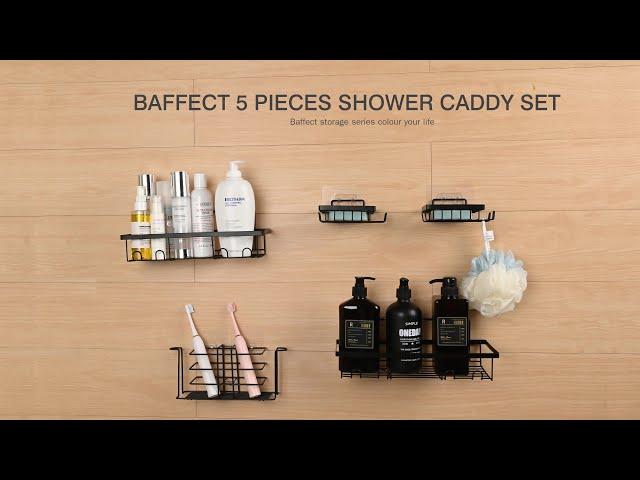 Baffect Shower Caddy, 5 Pack Non marking Self Adhesive Shower Shelves