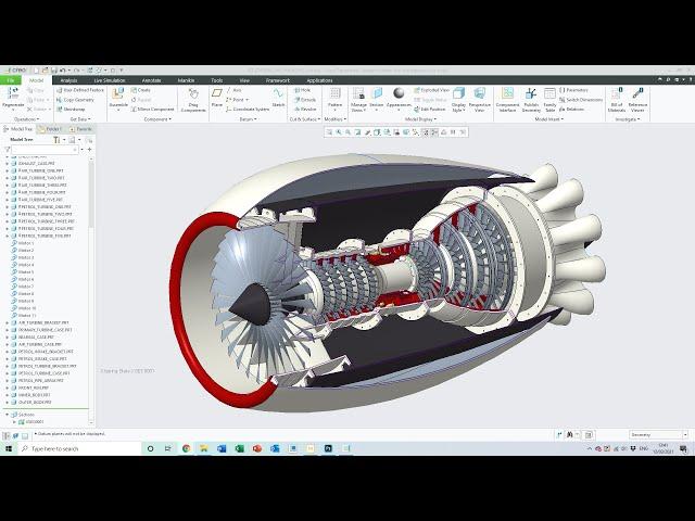 Jet Engine CAD Build and Assembly - PTC Creo Parametric - Creo with Chris - Solidworks compatible