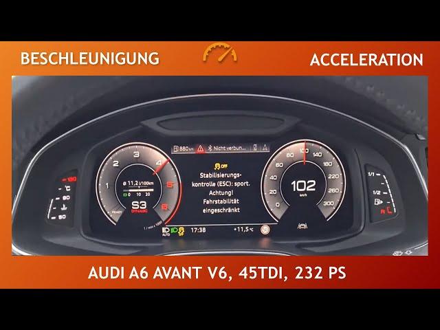 Audi A6 Avant V6, 45TDI, 232 PS, 0-100 km/h, 100-0 km/h, Beschleunigung, acceleration