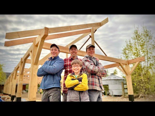 Huge Timber Frame Pavilion Built by Dad and Teenagers