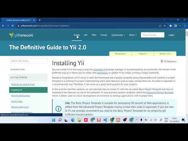 How to install Yii2 with composer part 1