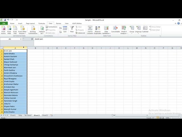 How to divide a data in Excel without using formula